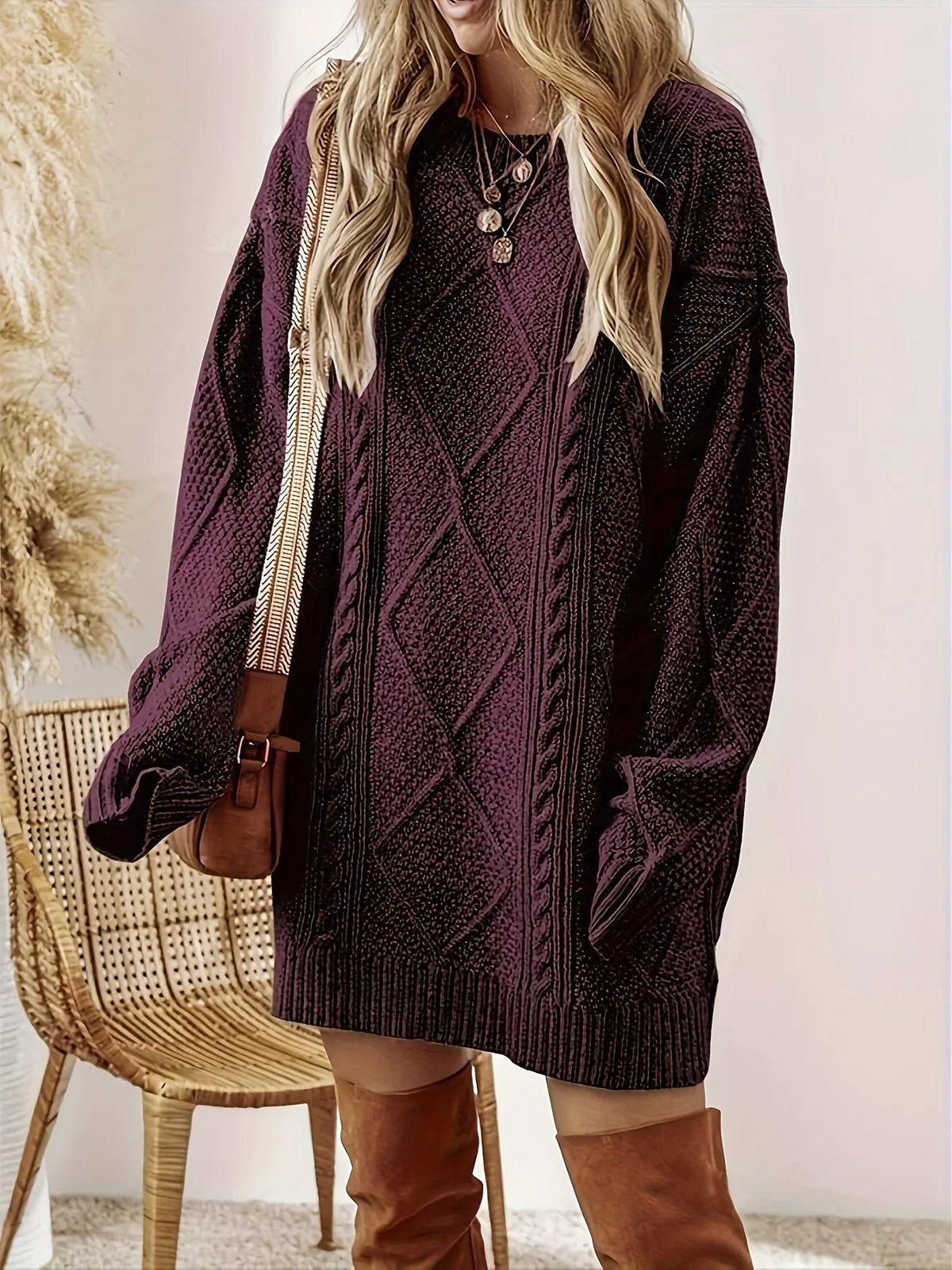 Maison Svala™ | Stickad Oversize Klänning
