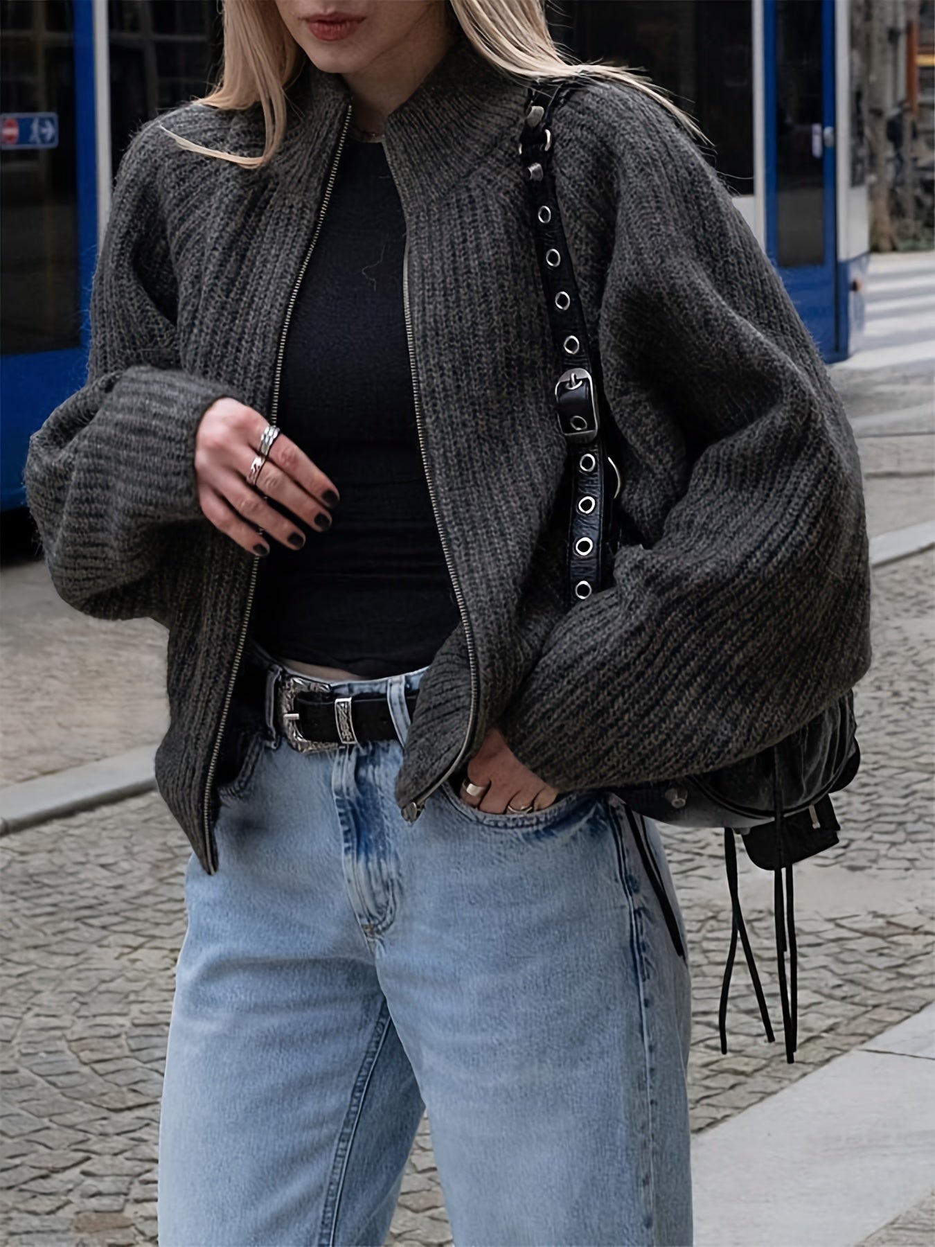 Lös Cardigan med Dragkedja
