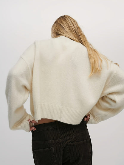 Cardigan med Rund Hals